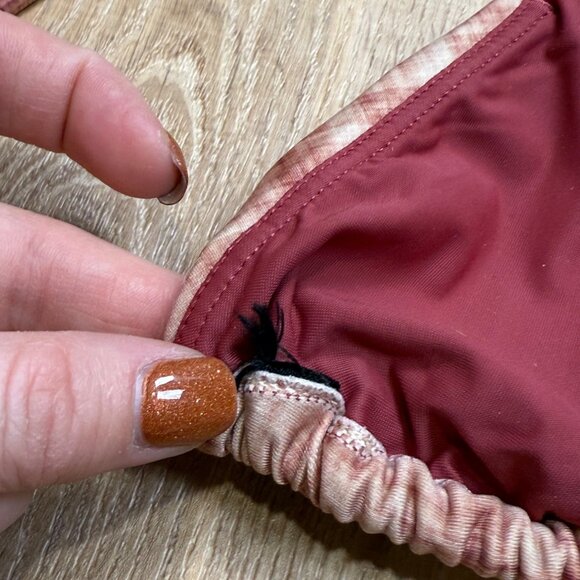 Vix Paula Hermanny Plaid Brazilian Triangle Bikini Set Burgundy Pink XS - Picture 5 of 10